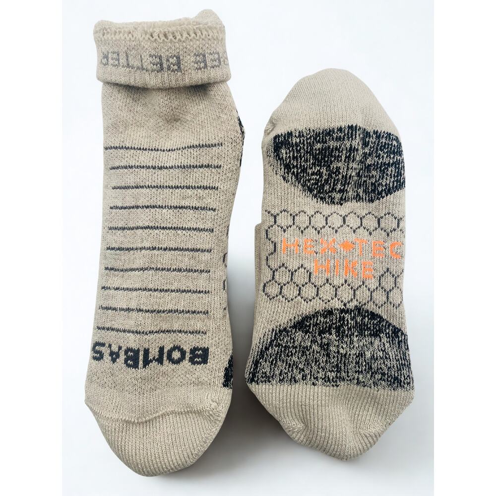 Bombas Tan and Black Low-Cut Performance Socks with Orange Accent. - Picture 5 of 5